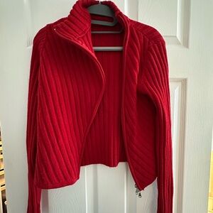 Red asymmetrical Sisley sweater wool blend
